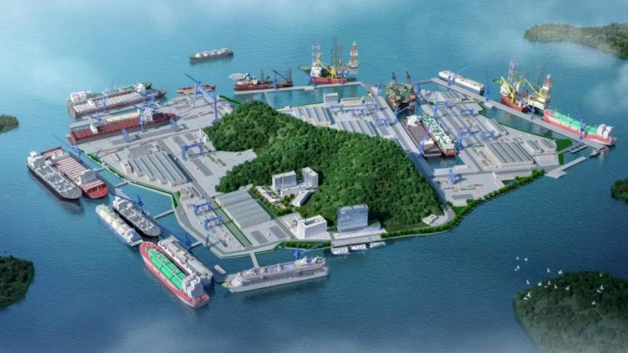 舟山鑫泰西白莲绿色海工制造与运维基地30万吨级船坞